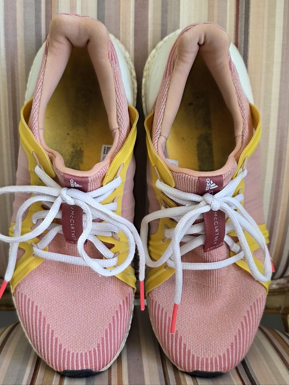 Adidas Stella McCartney Light Peach and Yellow Women's Boost Sneakers - Size 8